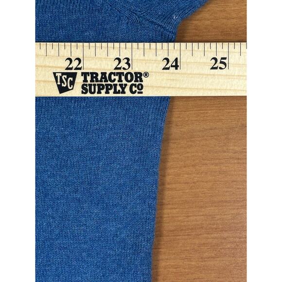 LL BEAN Vintage Cotton Cashmere Long Sleeve BLUE Polo Sweater LARGE TALL EUC - Picture 7 of 9